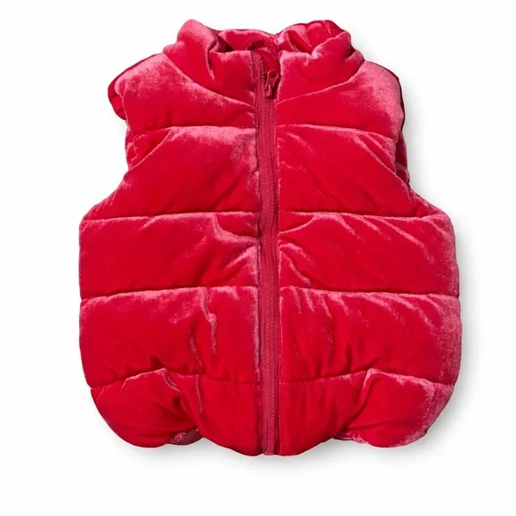 Gymboree Fuchsia Pink Velvet Puffer Vest 12–18 Months - Picture 1 of 7
